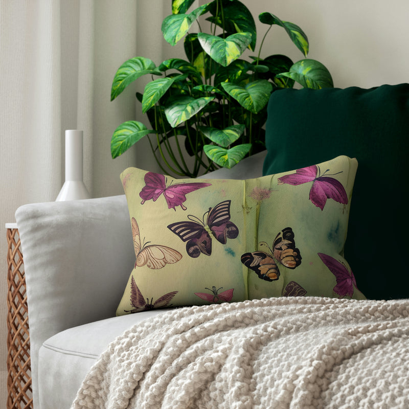 Vintage Butterflies Forest Lumbar Pillow
