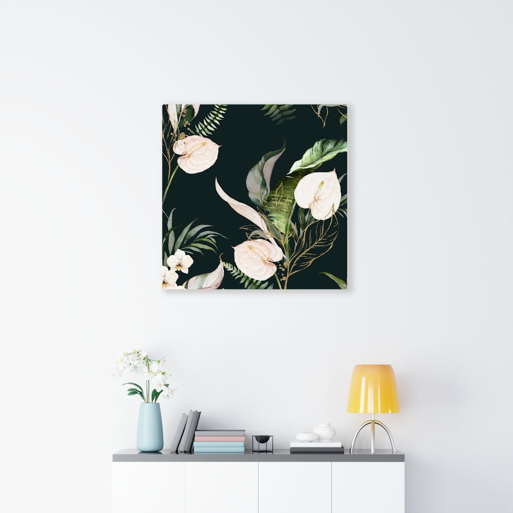 FLORAL WALL CANVAS ART | Black White Beige Green