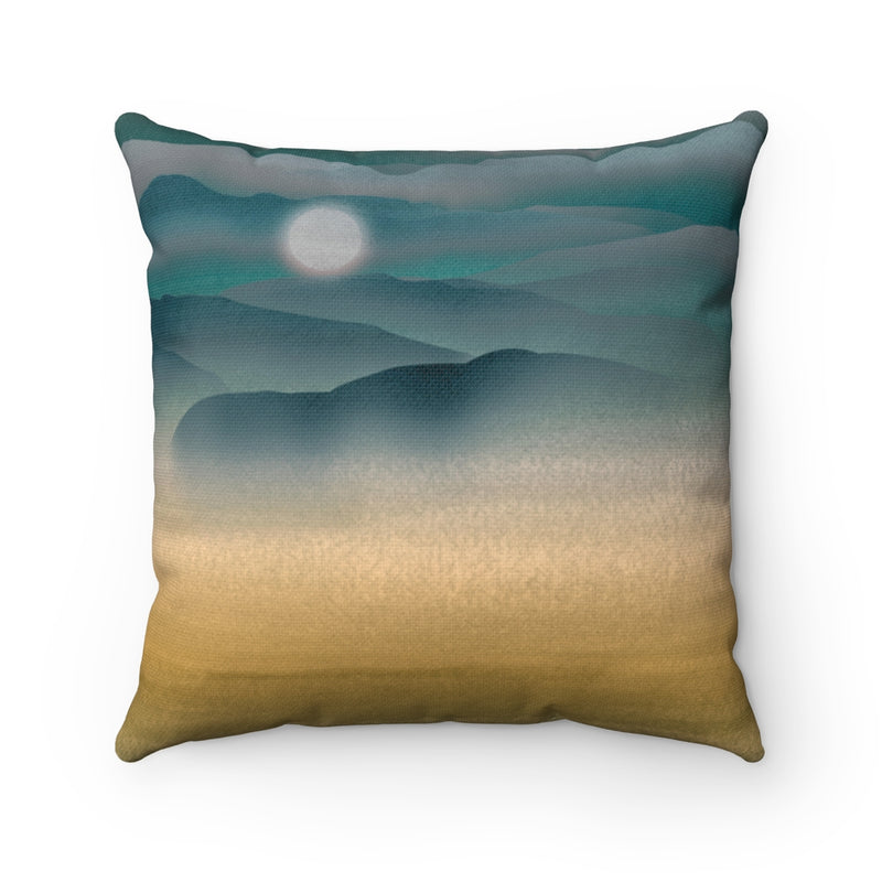 Boho Pillow Cover | Teal Brown Yellow | Watercolor