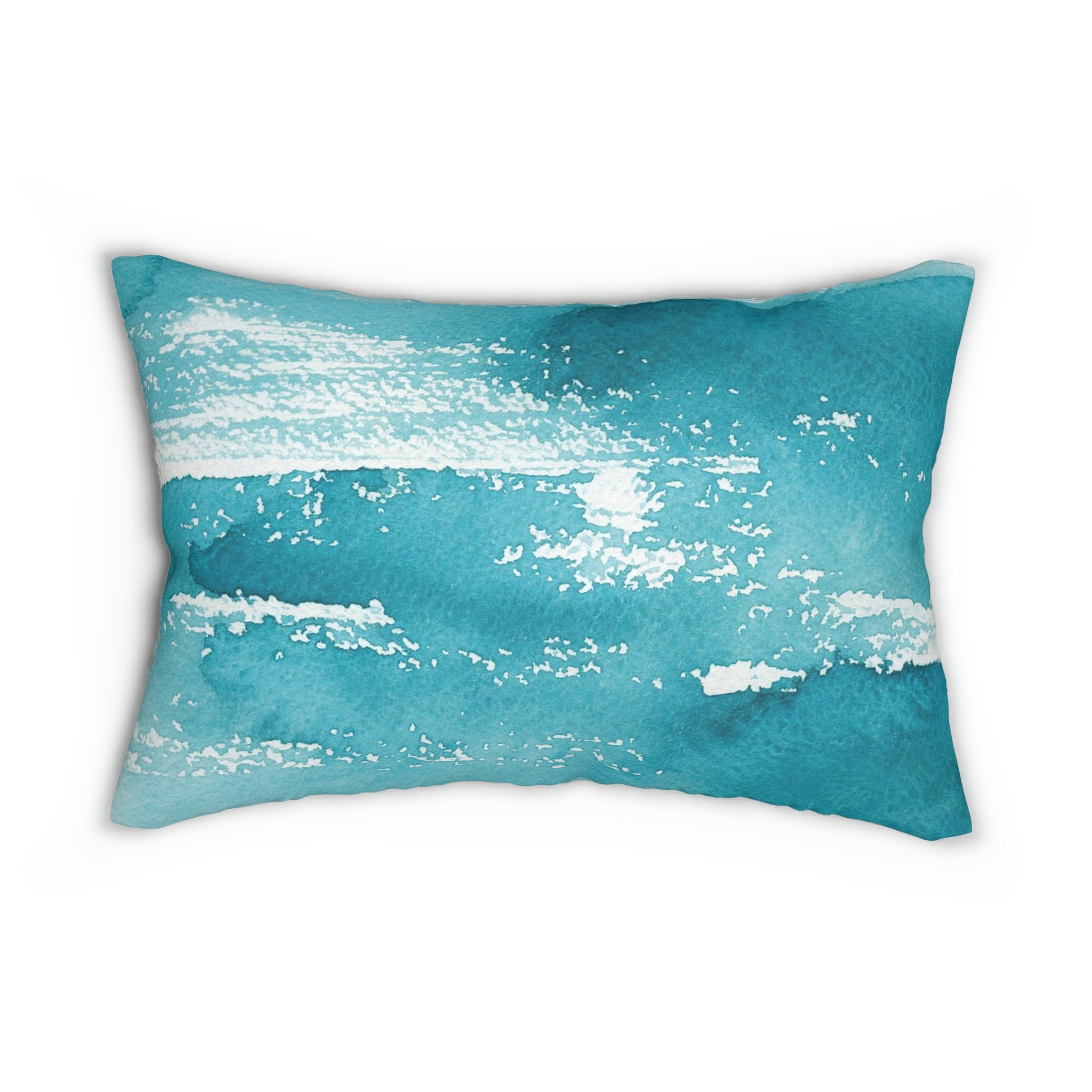 Abstract Lumbar Pillow | Sea Blue White Ombre