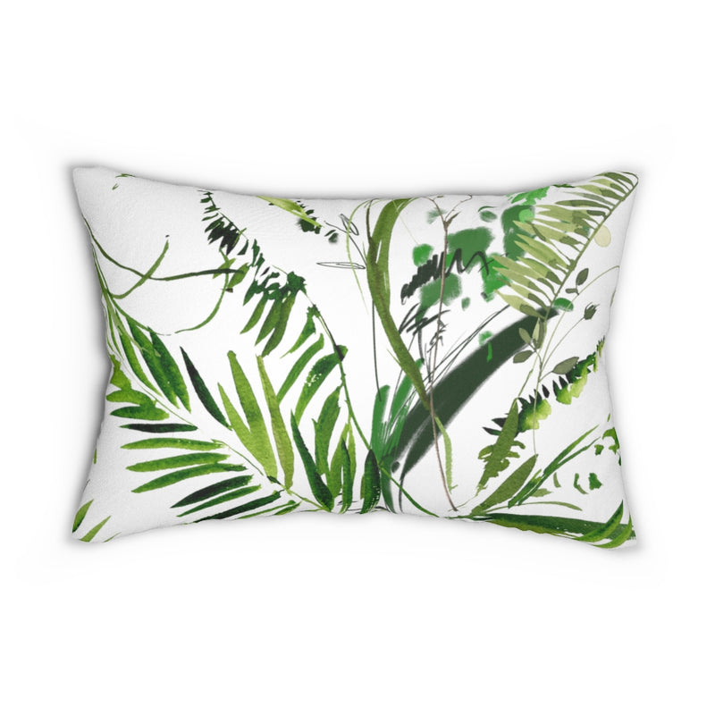 Floral Boho Lumbar Pillow | Green White