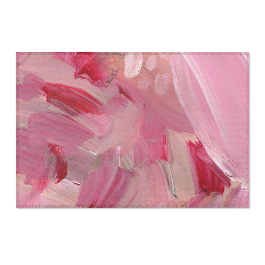 Abstract Area Rug | Pink Red White Pastel Acrylic