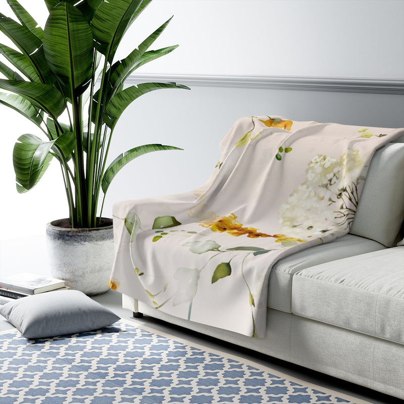 Floral Comfy Blanket | Wild Flowers Lavander Yellow