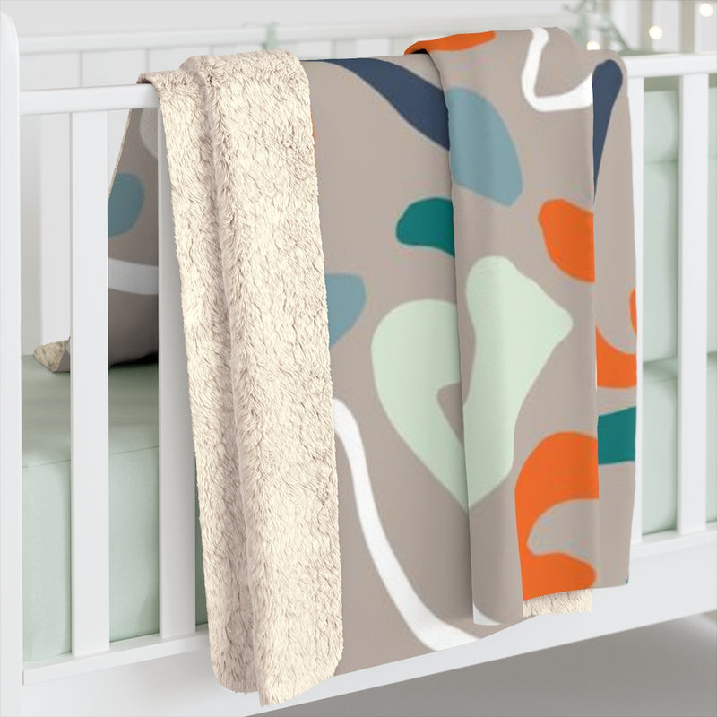 Abstract Comfy Blanket | Gray Teal