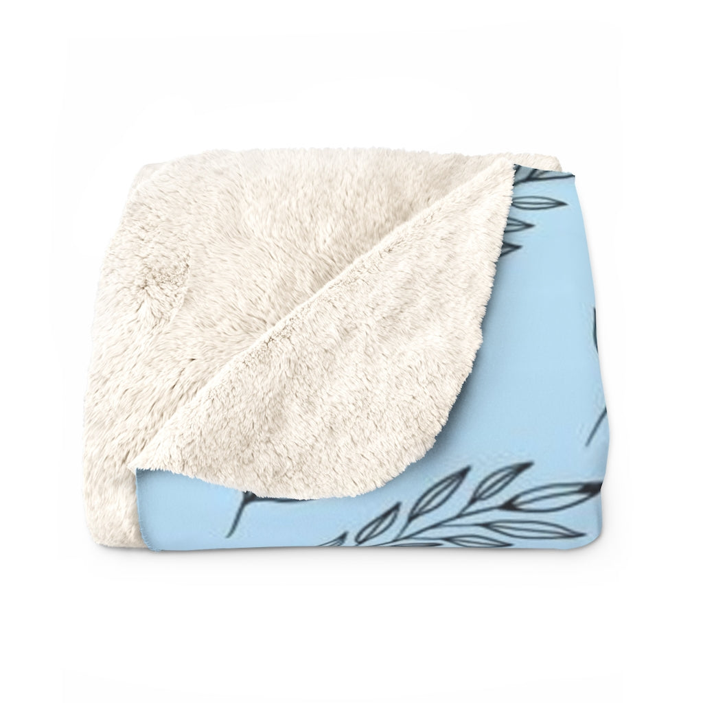 Floral Comfy Blanket | Blue Leaves