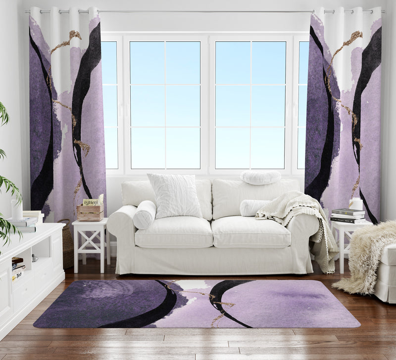 Abstract Area Rug |  Lavender Purple Black
