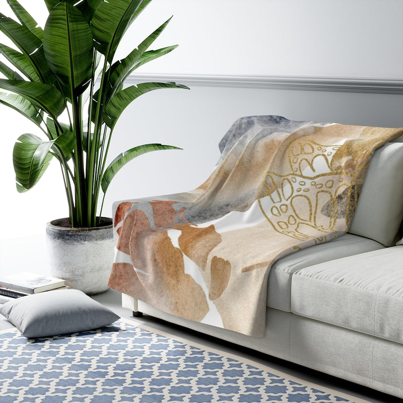 Abstract Comfy Blanket | Butterfly Earthy Beige Blue