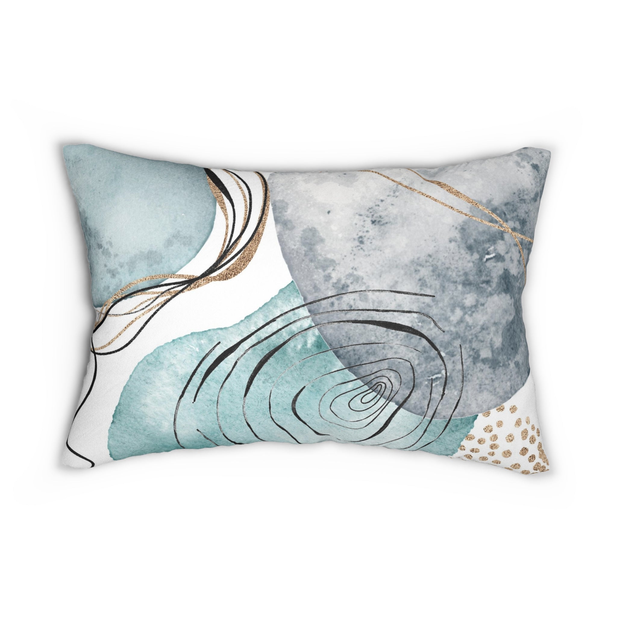 Abstract Lumbar Pillow | Pale Blue White Black Non Foil Gold Beige