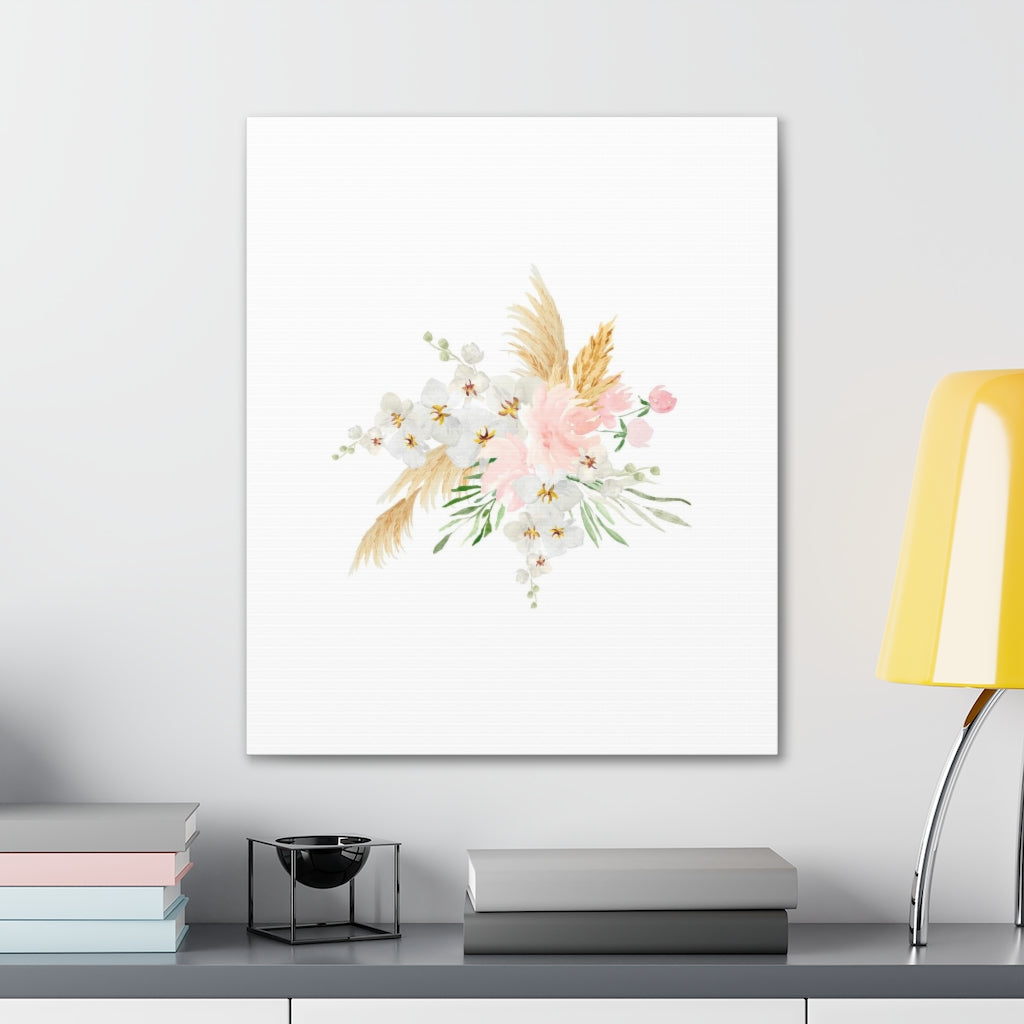 Floral Canvas Wall Art | White Tropical Floral