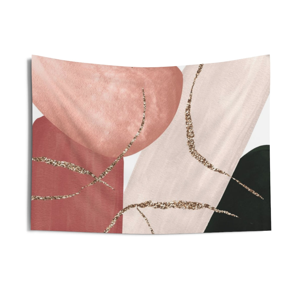 Abstract Tapestry | Blush Pink Black White Gold