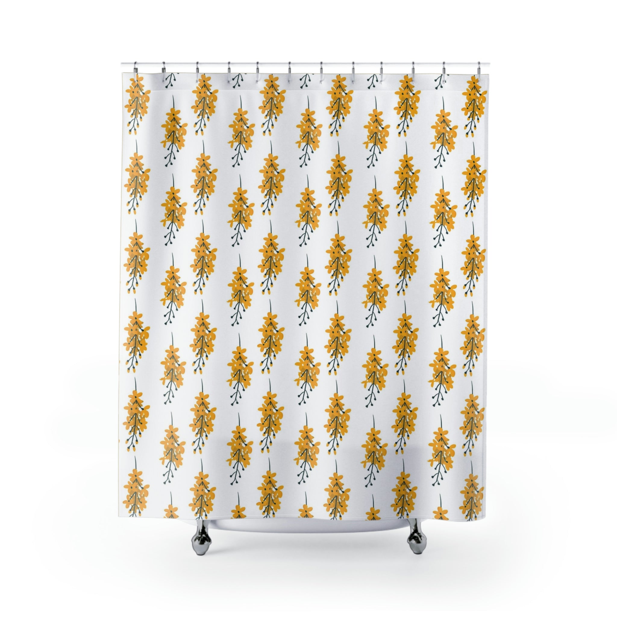 Floral Shower Curtain | Yellow White Spring Botanical