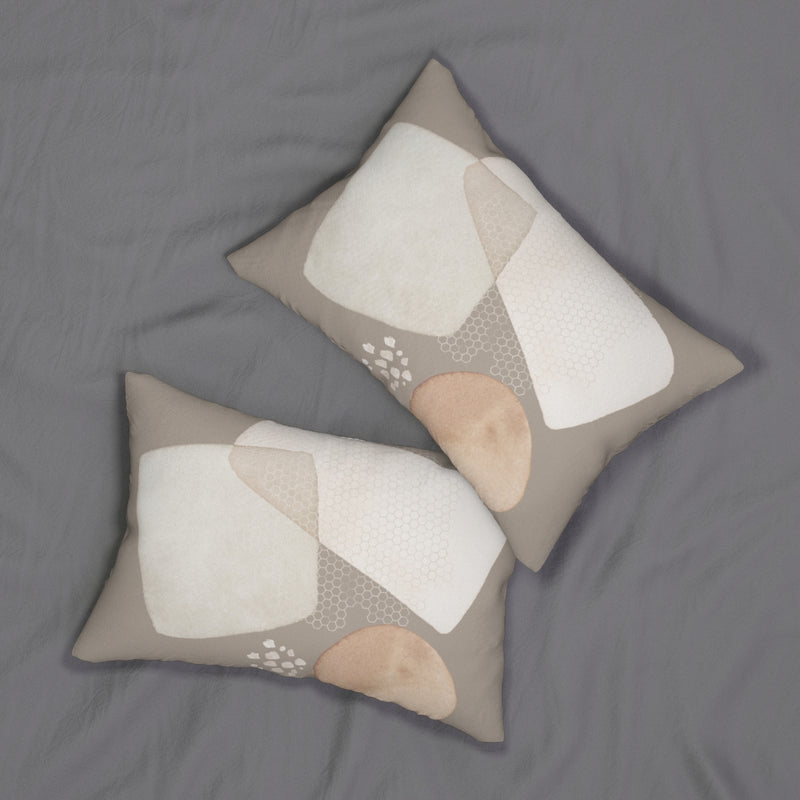 Abstract Boho Lumbar Pillow | Beige Cream Brown