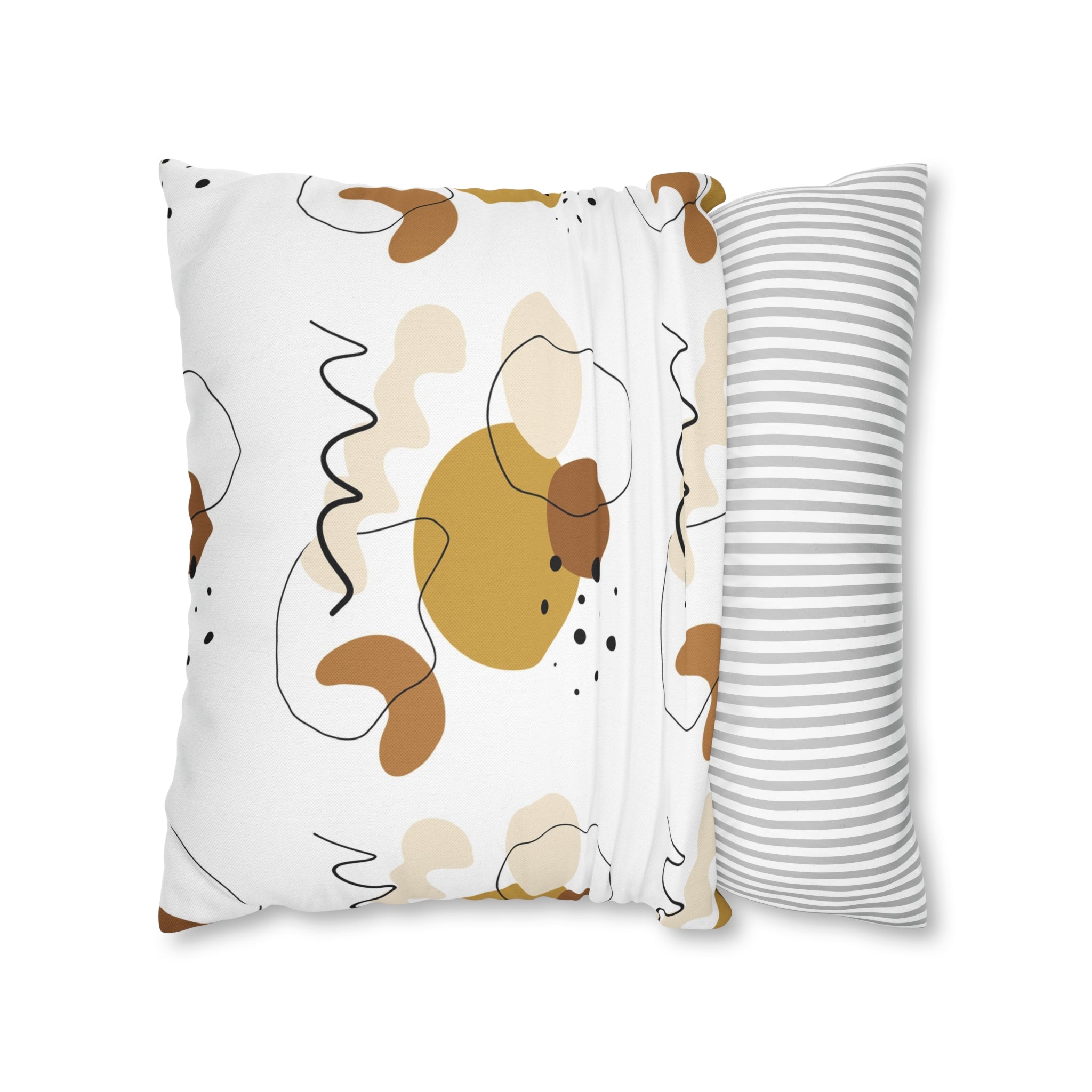 Abstract Boho Pillow Cover | White Beige Black Beige