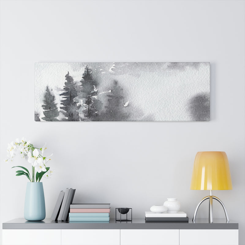 Gray Clouds Forest Canvas Watercolor Wall Art