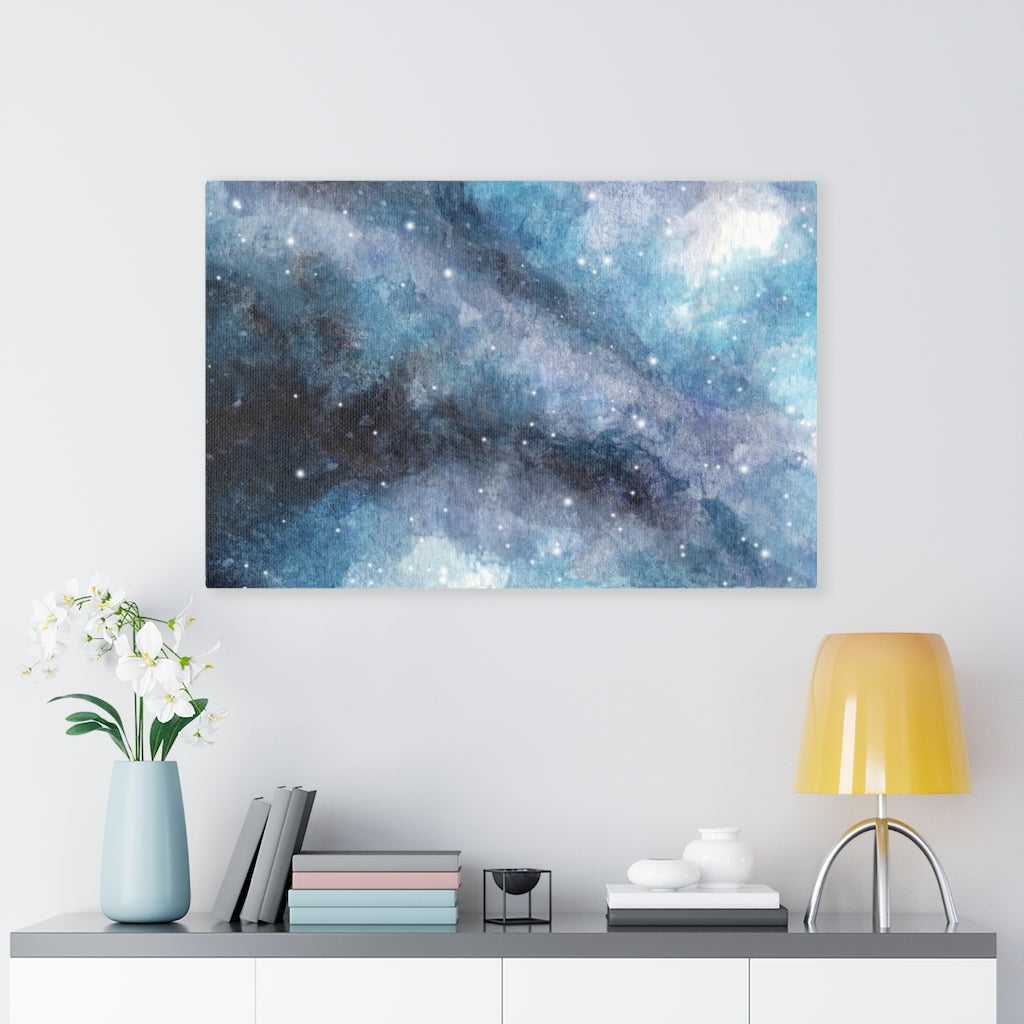 Abstract Canvas Art | Blue Navy Celestial Sky