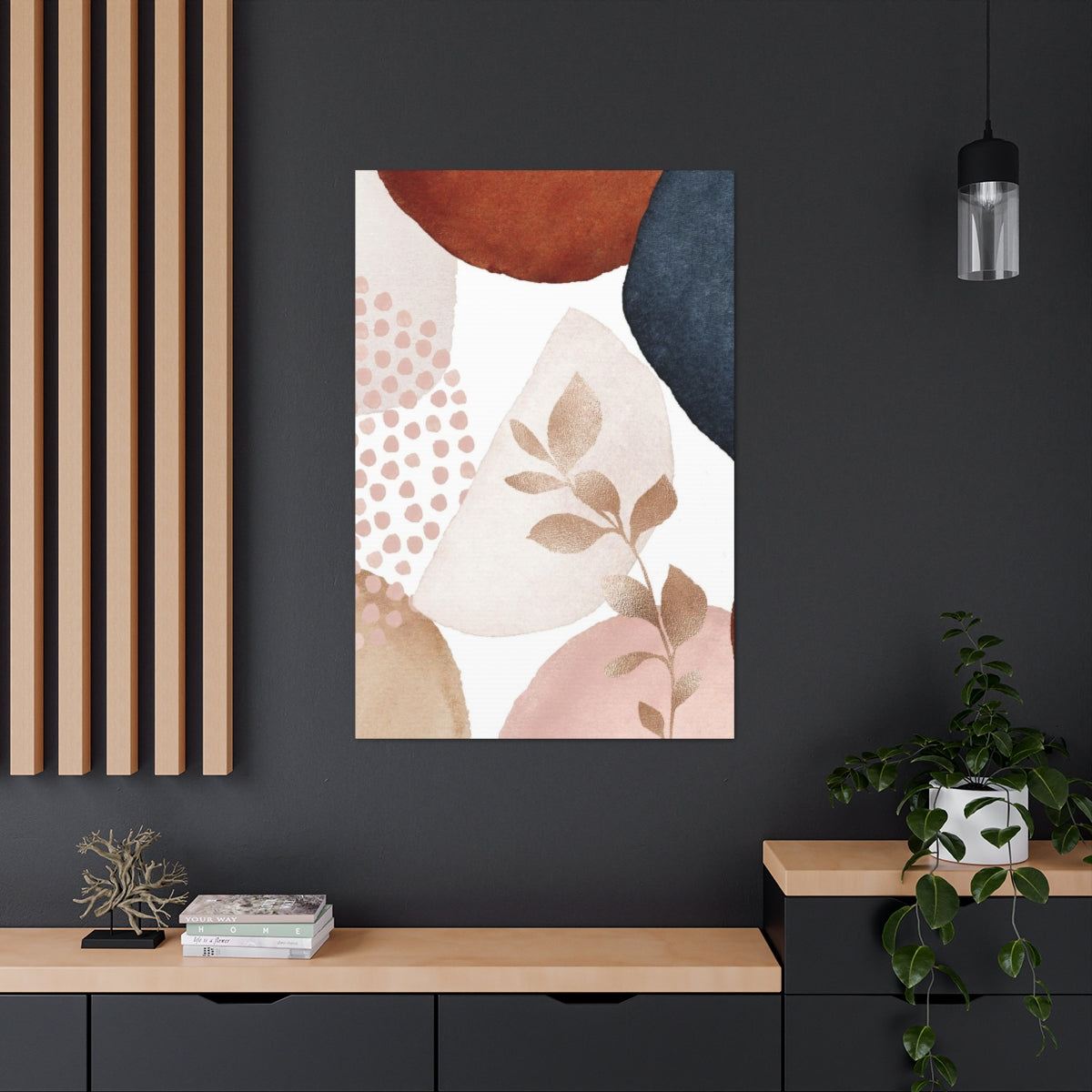 Abstract Wall Canvas Print | Golden Leaves