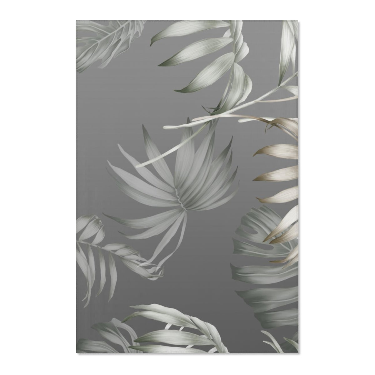 Floral Area Rug | Silver Gray Jungle Leaves