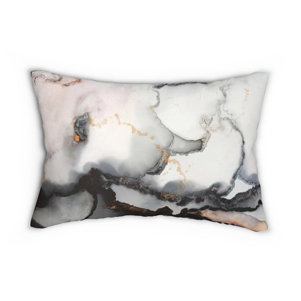 Abstract Boho Lumbar Pillow | White Black Grey