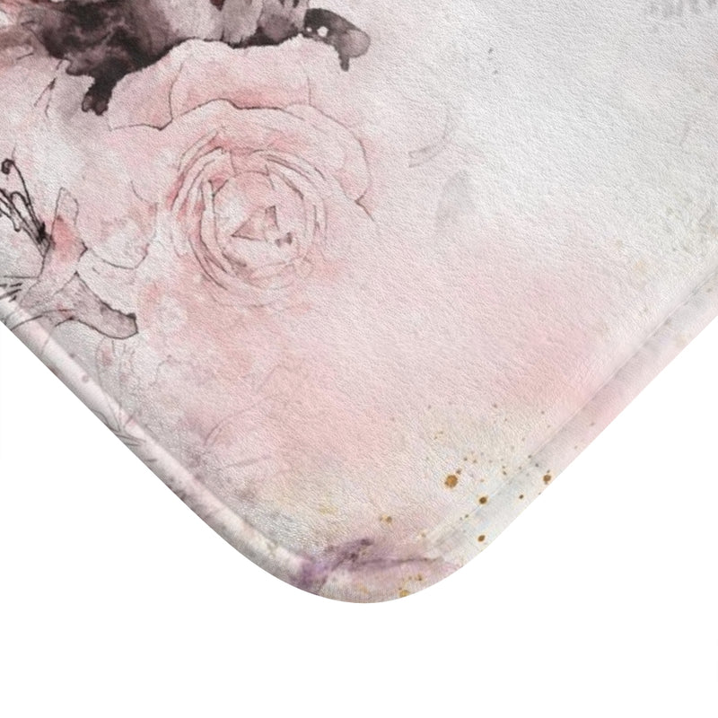 Floral Bath Mat | Pastel Pink Roses