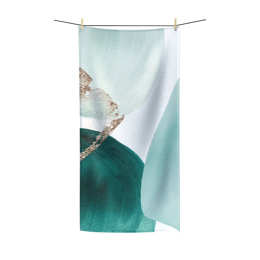 Abstract Bath Towel | green ombre gold