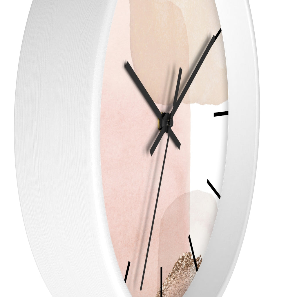 Wood,  Wall Clock, Pastel, Blush Pink 10"