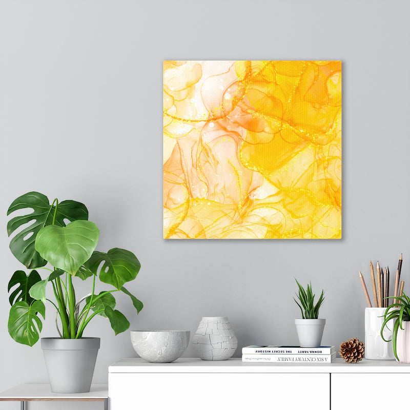 Abstract Canvas Art | Canary Yellow White