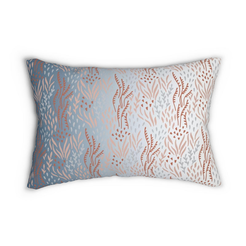 Floral Boho Lumbar Pillow | Silver Brown Blue