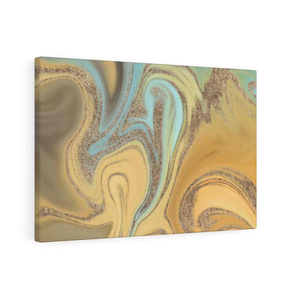 ABSTRACT WALL CANVAS ART | Mint Green Gold Yellow