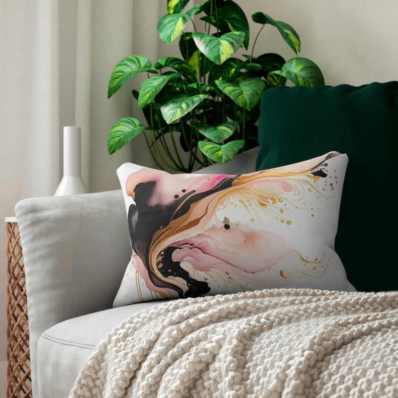 Abstract Lumbar Pillow | White Black Pink
