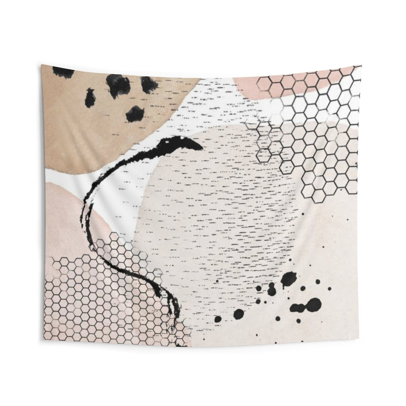 Abstract Tapestry | Beige Blush Pink Black