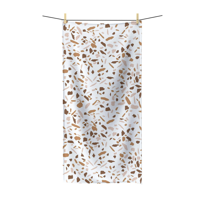 Abstract Boho Bath Towel | Terracotta White Beige