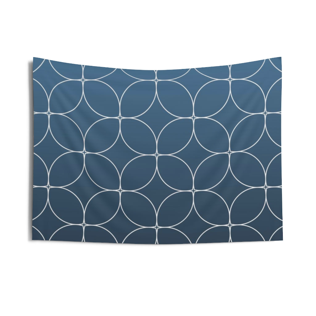 Geometric Tapestry | Navy Blue White