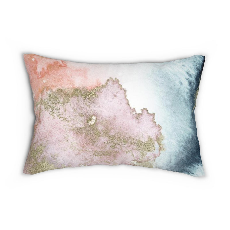 Abstract Boho Lumbar Pillow | Gold Blush Pink Navy Blue