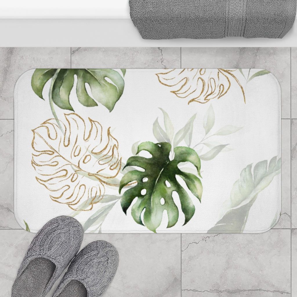 modern floral bath mat