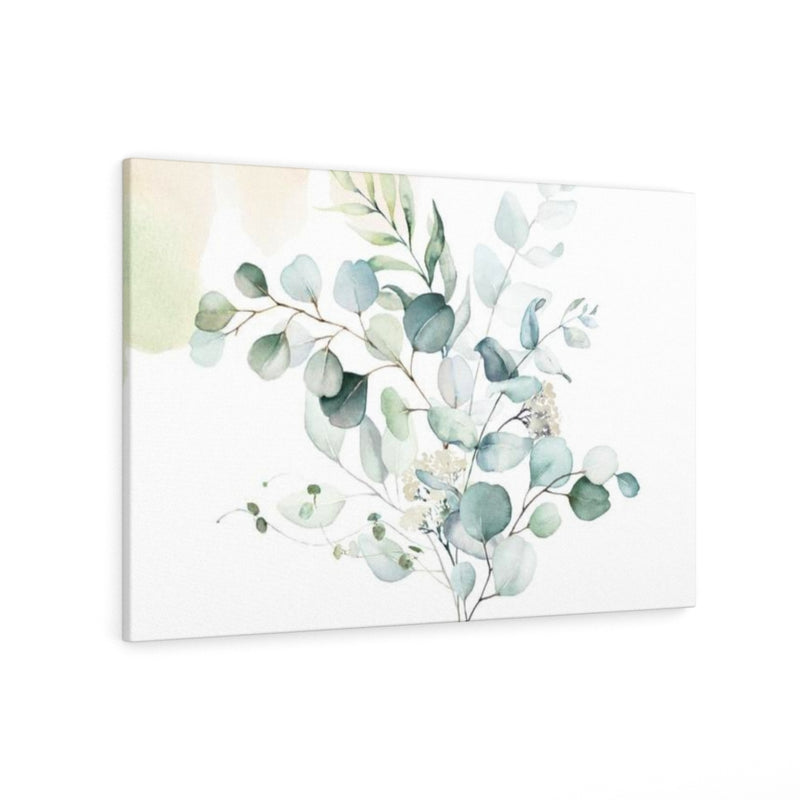 FLORAL WALL CANVAS ART | White Green Eucalyptus Leaves