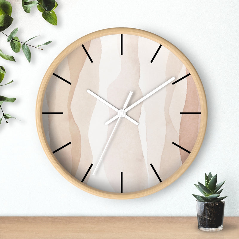 Wood,  Wall Clock, Pastel Beige 10"