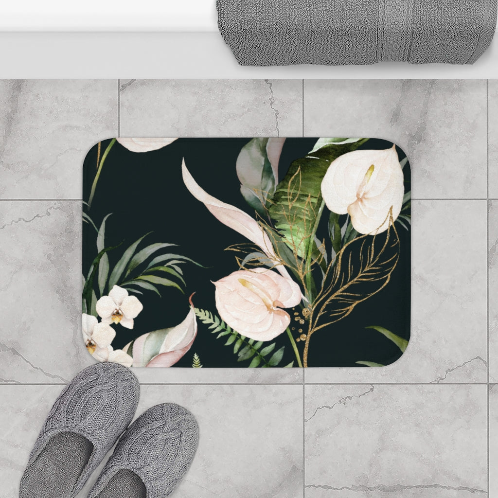 Black Anthurium, Floral Bath Mat