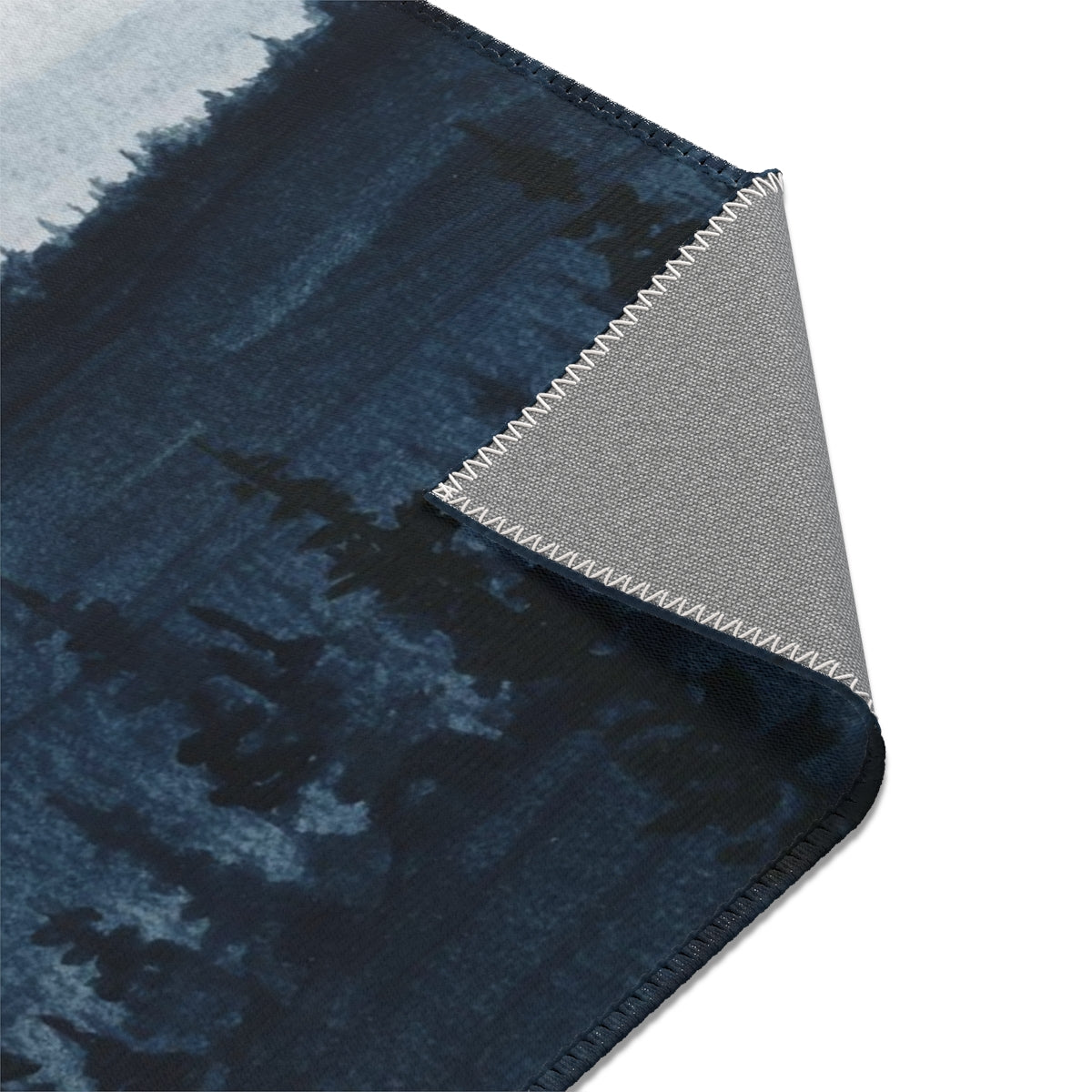 Landscape Area Rug | Indigo Blue Watercolor Mountains