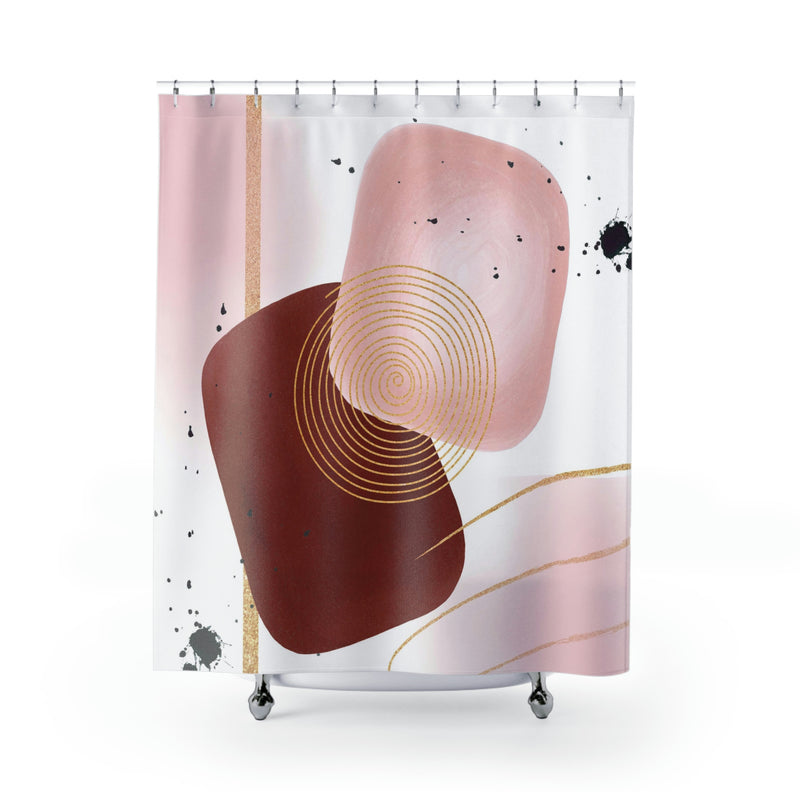 Abstract Shower Curtain | Blush Pink, Wine Red