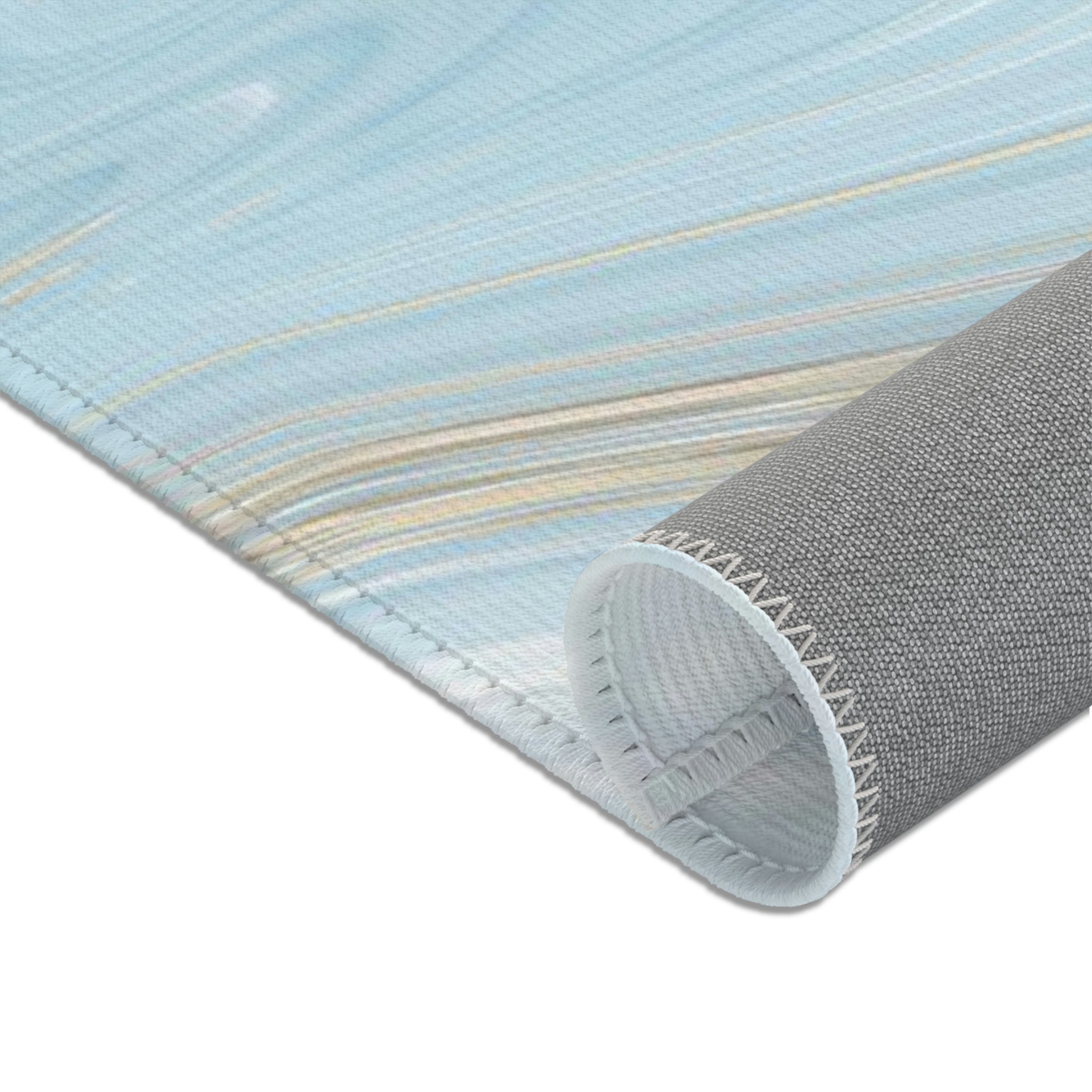 Abstract Area Rug | Pale Sky Blue, Beige Minimalist Floor Mat