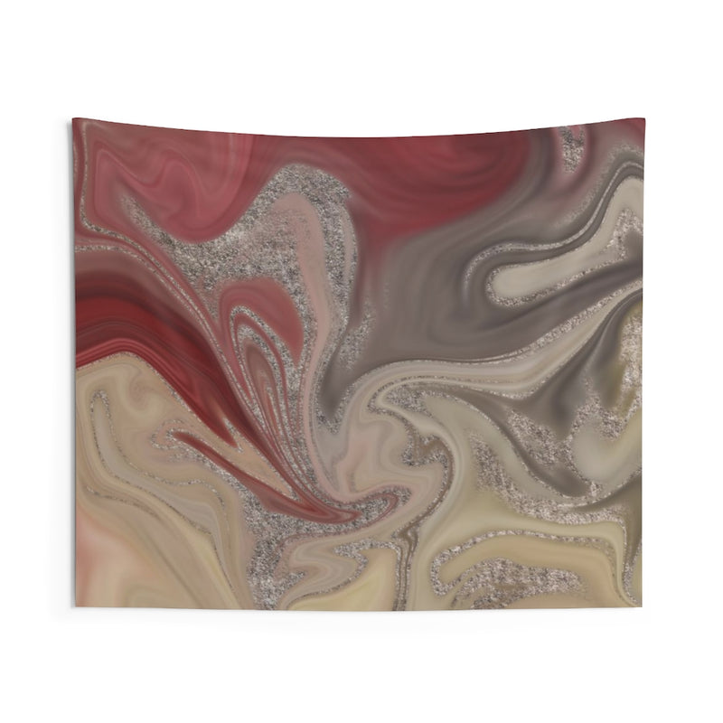 Abstract Tapestry | Red rust Beige Silver