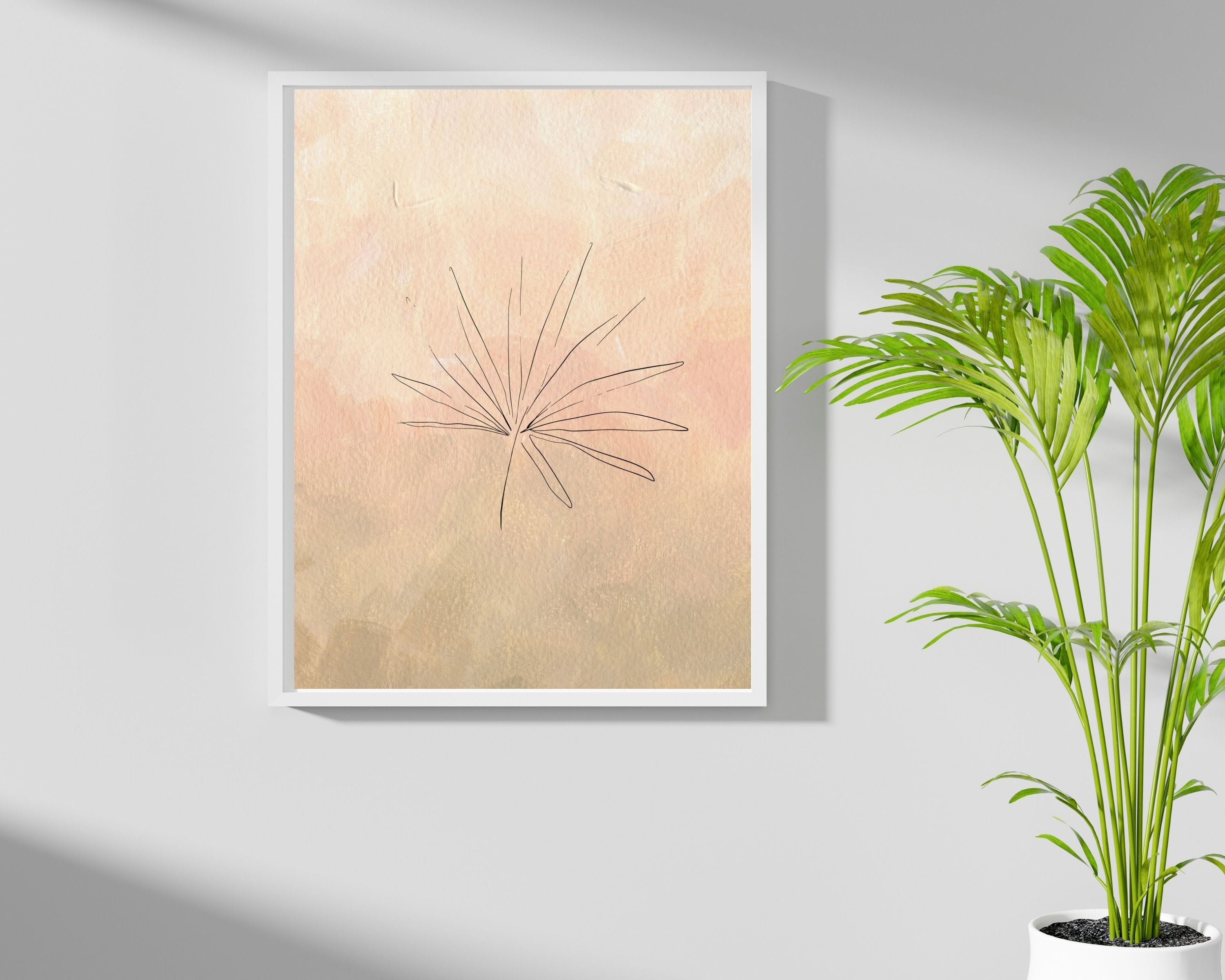 Abstract Terracotta Art Prints | Beige Palm Leaf