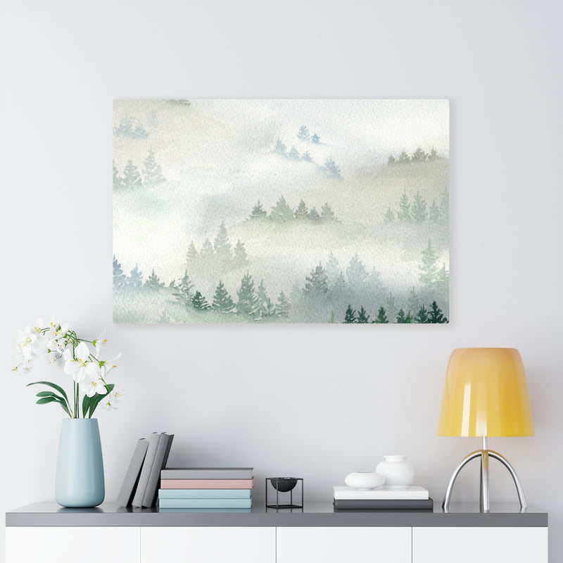 FLORAL CANVAS ART | White Green Ombre Forest