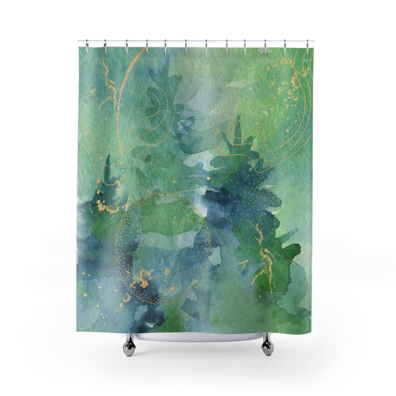 Boho Shower Curtain | Green Pine Trees