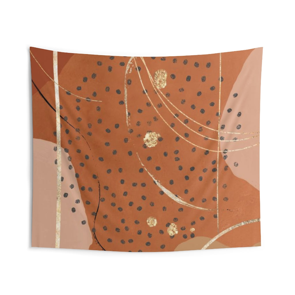 Abstract Tapestry | Terracotta Gold Navy Blue