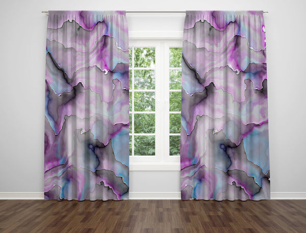 Abstract Window Curtains | Lavender Pink