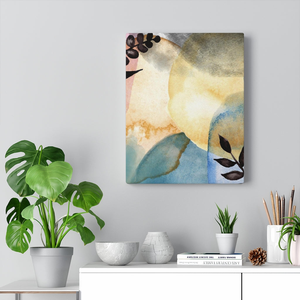 FLORAL WALL CANVAS ART | Yellow Black Blue