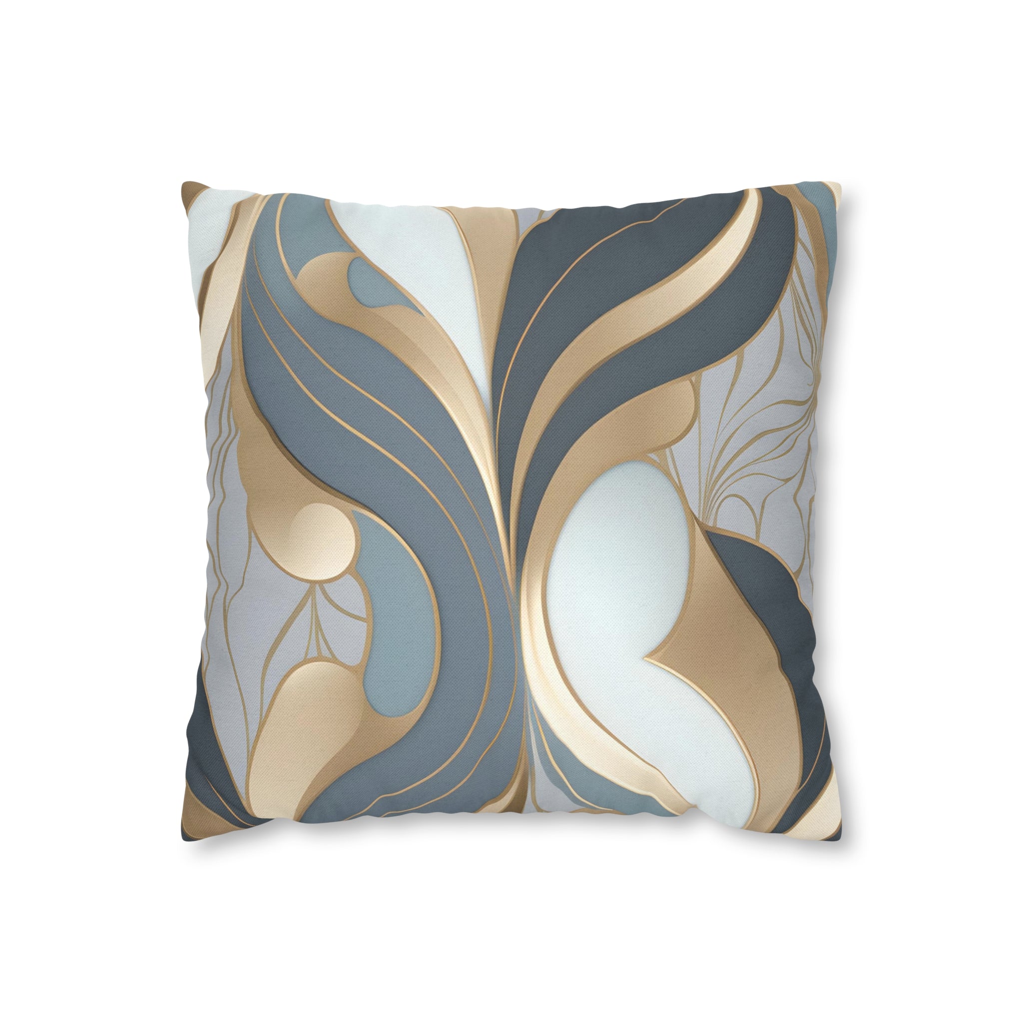 Abstract Boho Pillow Cover | Gray Blue, Gold Beige