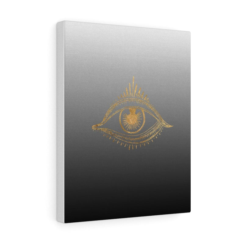 MYSTICAL WALL CANVAS ART | Grey Black Ombre Gold All Seeing Eye
