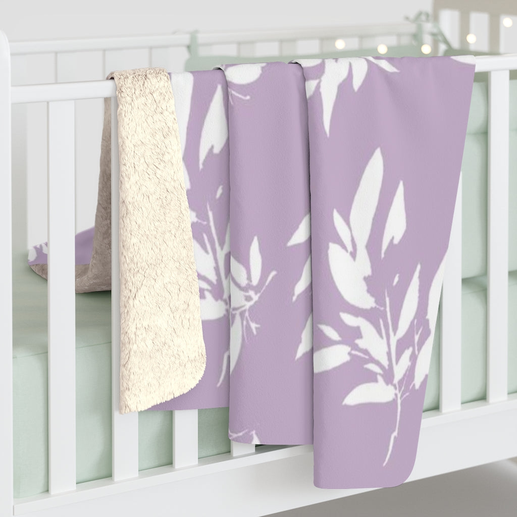 Floral Comfy Blanket | Lavander Lilac White Leaves